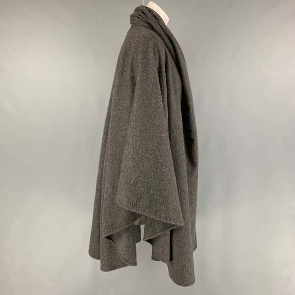 LORO PIANA One Grey Cashmere Shawl Collar Cape - Picture 2 of 5